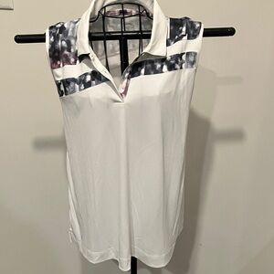 Slazenger Women's White Tank Top with Black and Gray Pattern